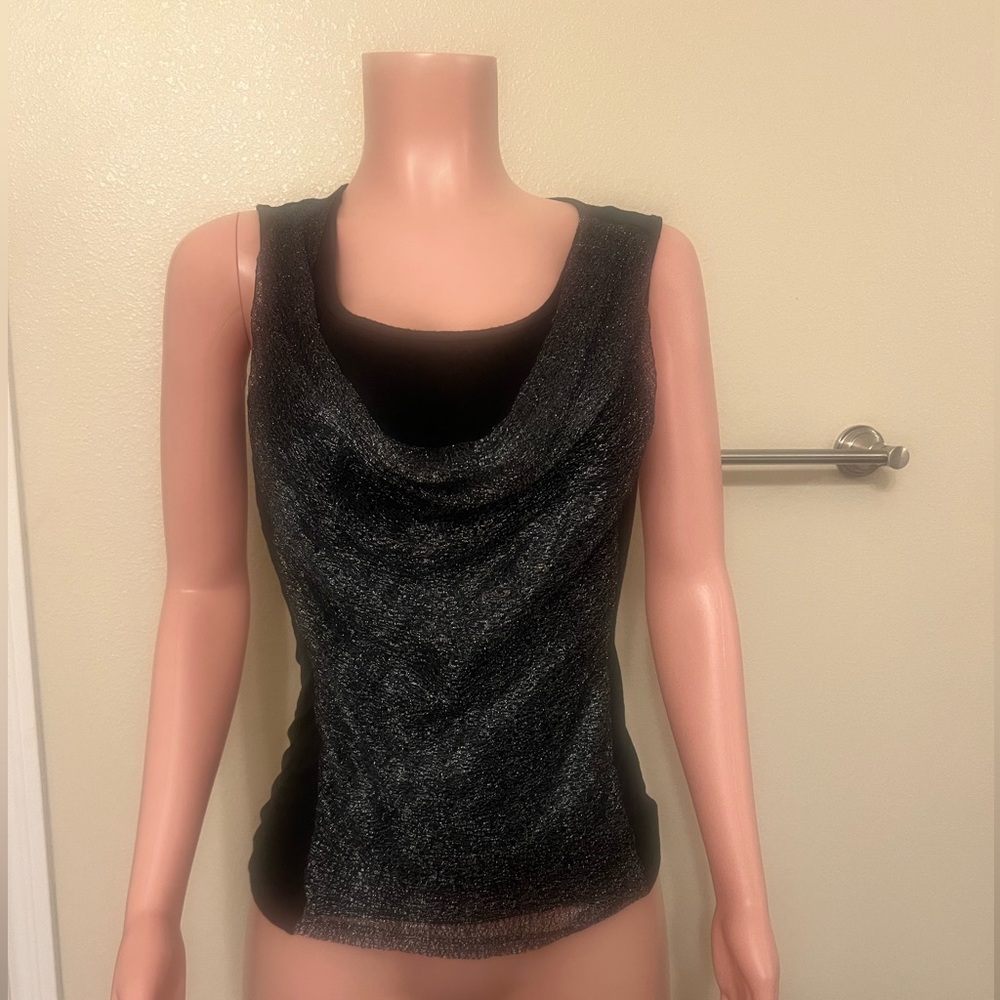 Elegant Black and Silver Sleeveless Top. Size S